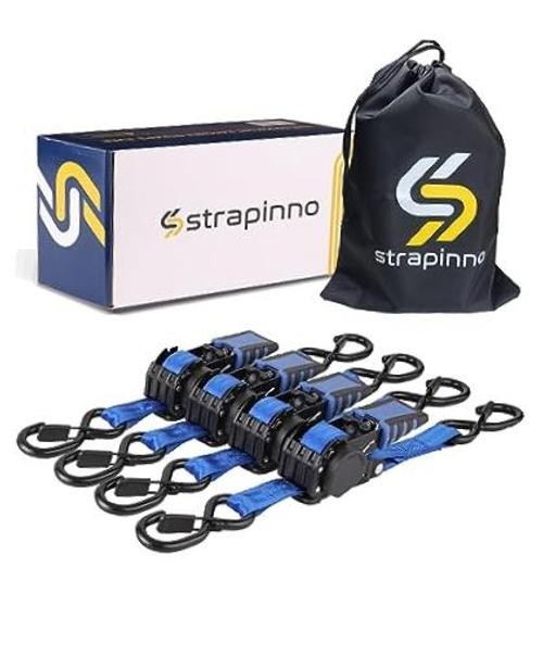 4 Pack Auto Retractable Ratchet Straps Bundle -1 in x 6 ft, 1500 LBS Blue