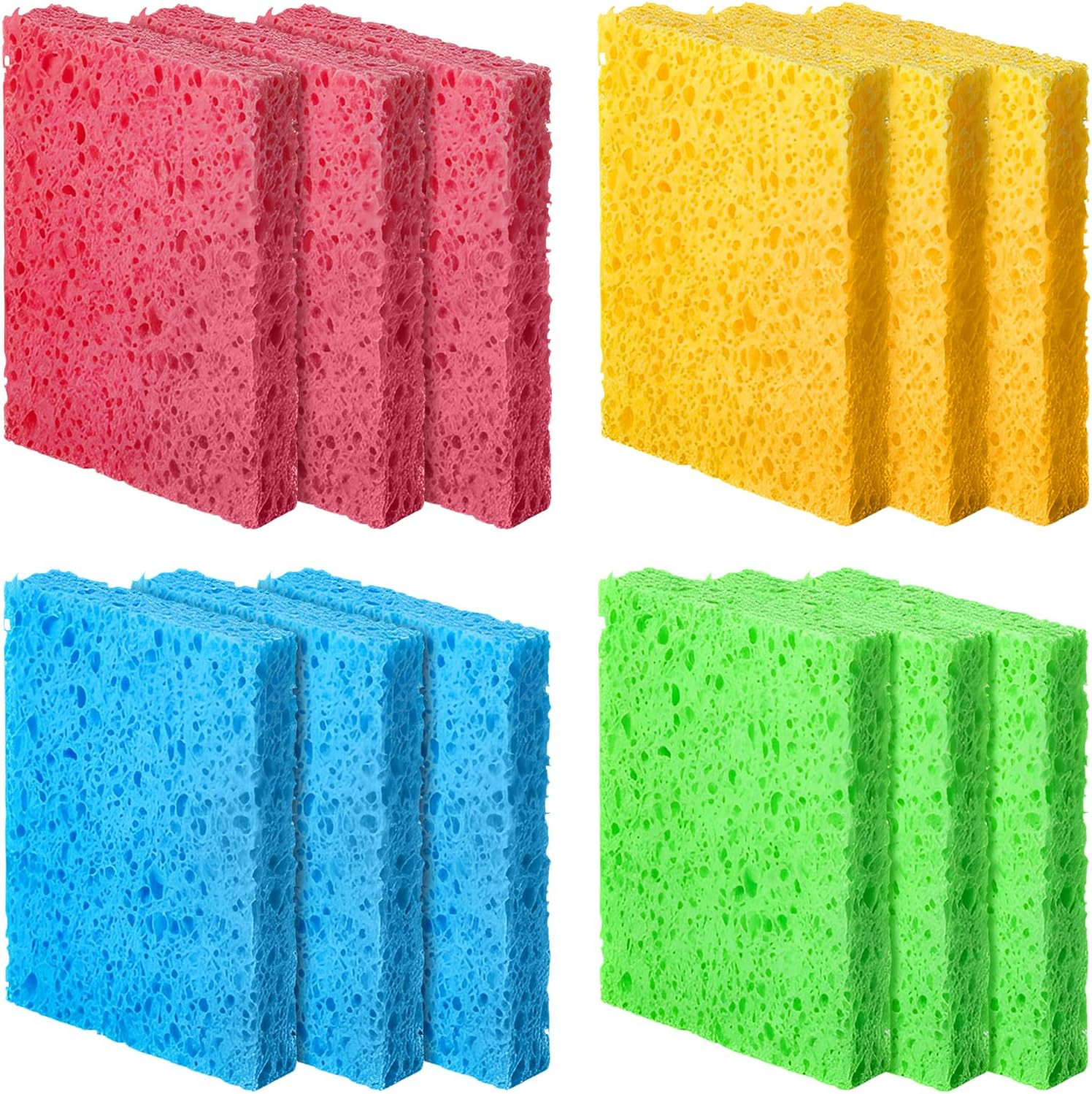 12 Pcs 4 Color Compressed Cleaning Sponge Reusable Non Scratch Cleaning Sponge f