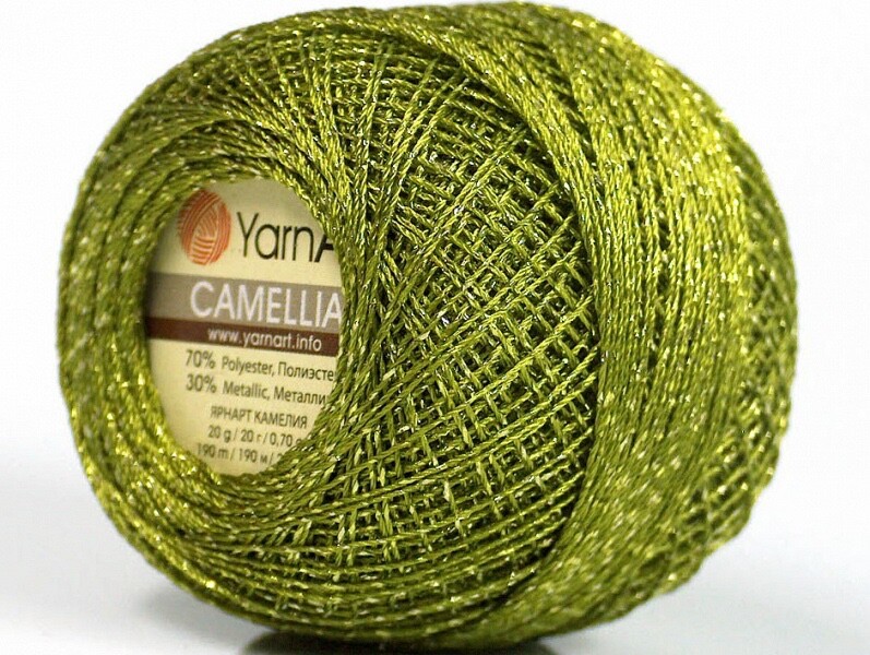 Green Silver Metallic Braid Thread XStitch 13gr YarnArt Camellia #63078
