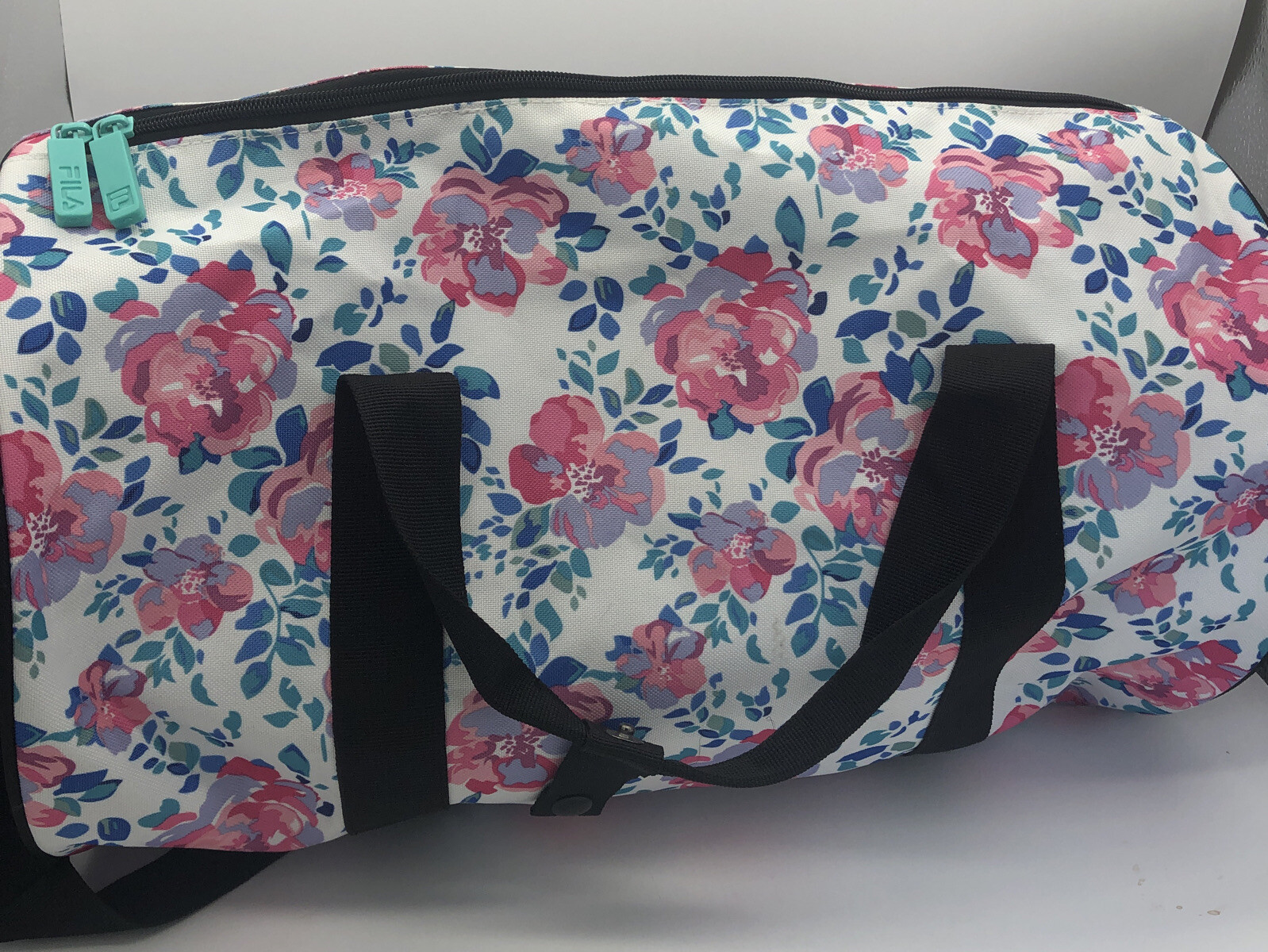 Fila Filatech Sprinter Pink Floral Green Blue Medium Size Duffle Gym Bag
