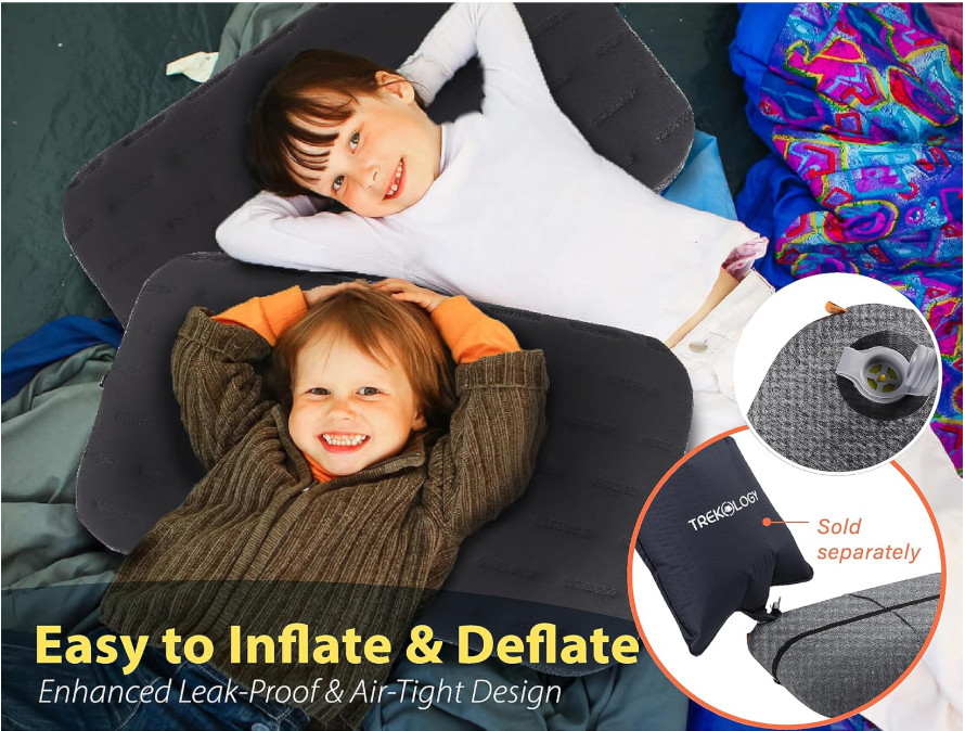 TREKOLOGY ALUFT Ultra Camping Pillow – Inflatable, Portable,Leak-Proof (24"x15")