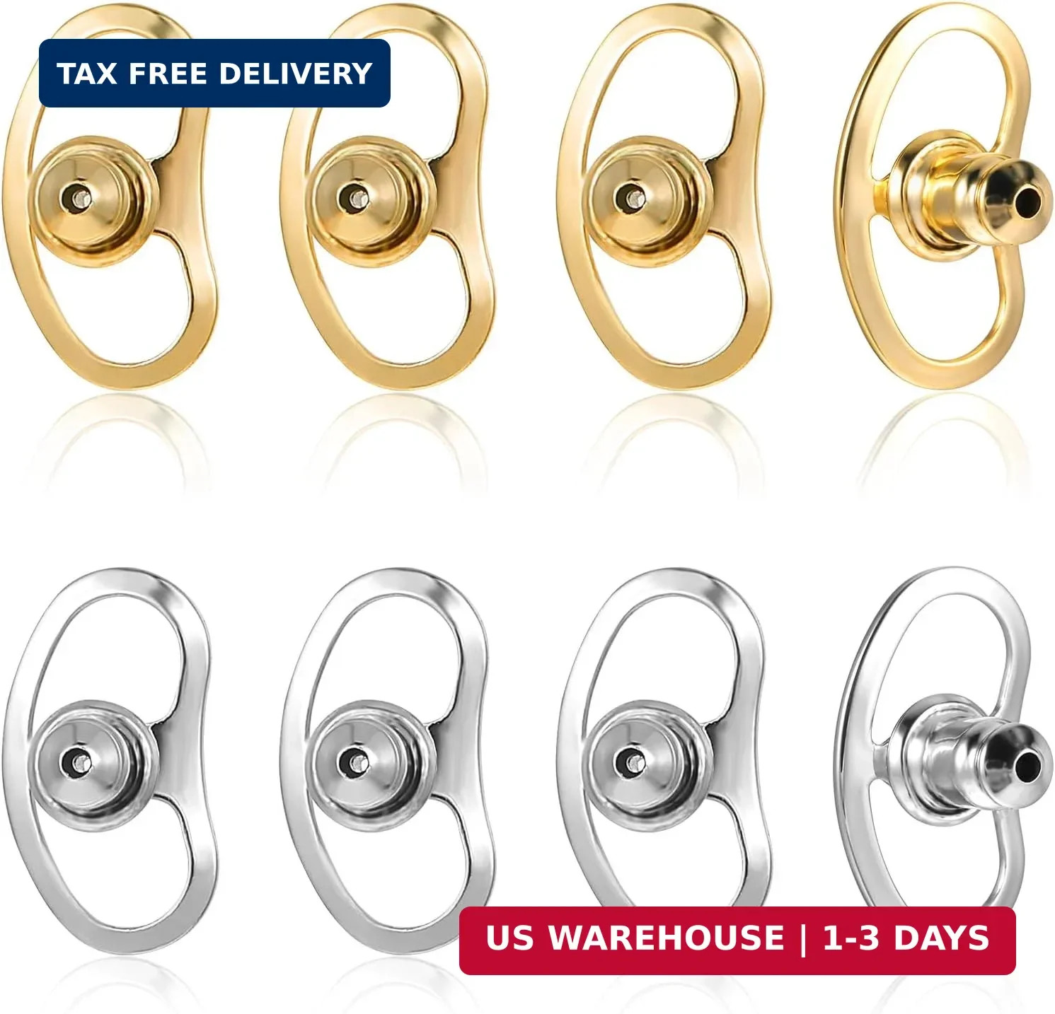 Earring Lifters Backs, Mabor 8 Pcs Earring Backs for Droopy Ears Locking Earring