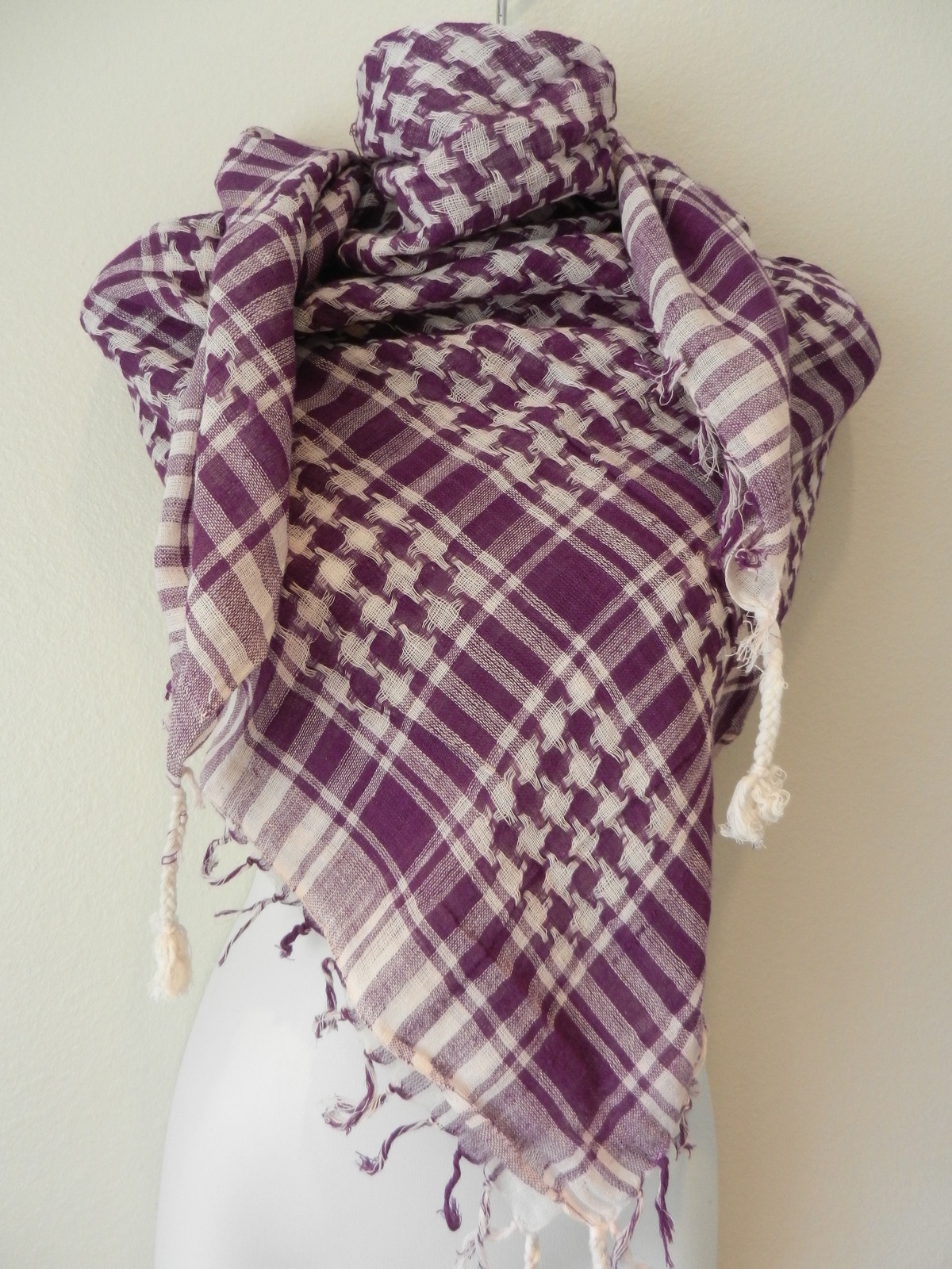 Purple White Shemagh Head Scarf Neck Wrap Face Cover Tactical Military Arab Army