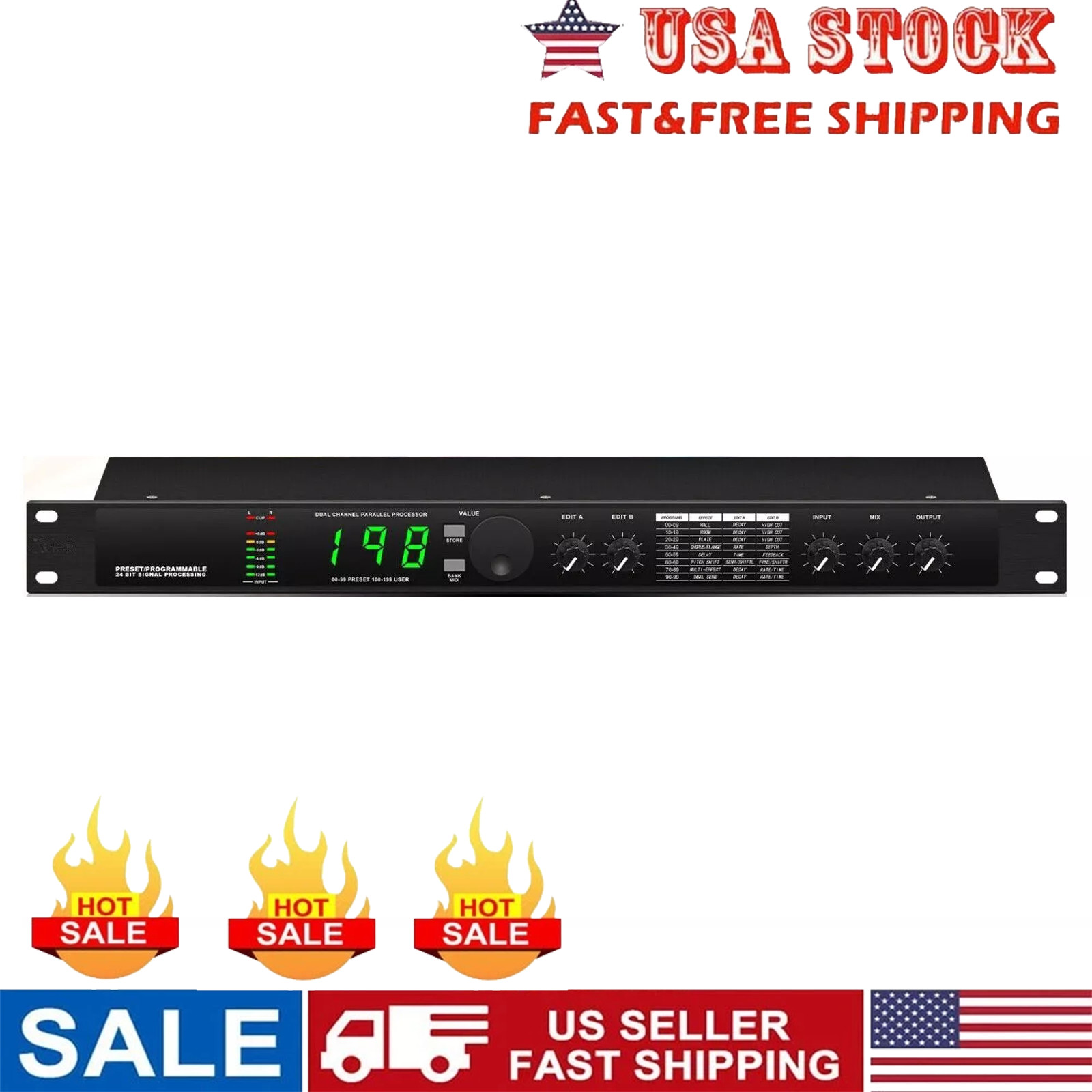 Professional DSP Audio Processor Equalizer Reverb Multi-Effect Digital Unit