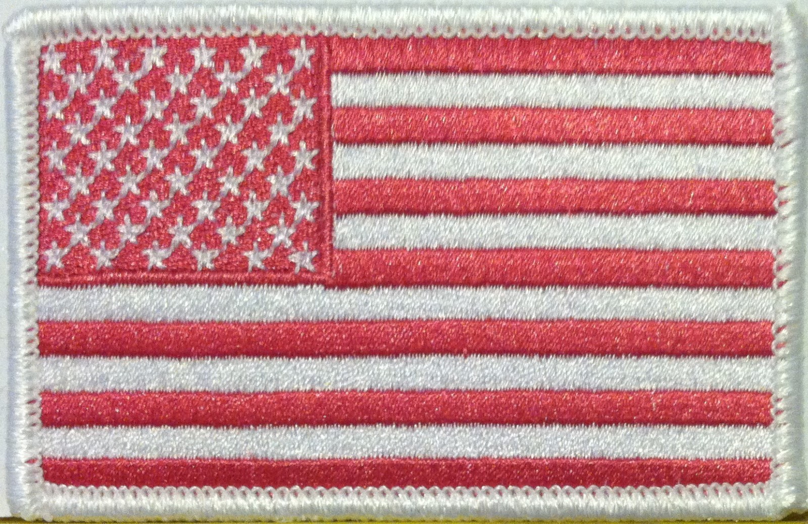 AMERICAN USA  Flag Iron-On Patch Rose PINK Version Biker Emblem White Border