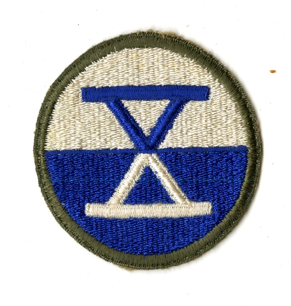 X Corps White Back Patch WWII Vintage Blue Embroidered Line Across Center