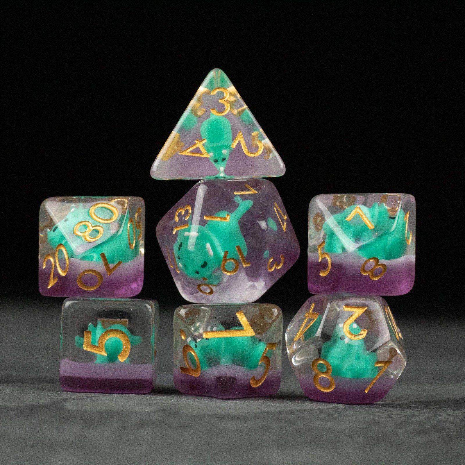 Green Triceratops Dice Set