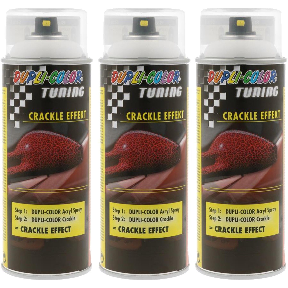 Dupli-Color Spray Paint Crackle Effect White Tear Varnish Shrink Varnish 3x 400ml.