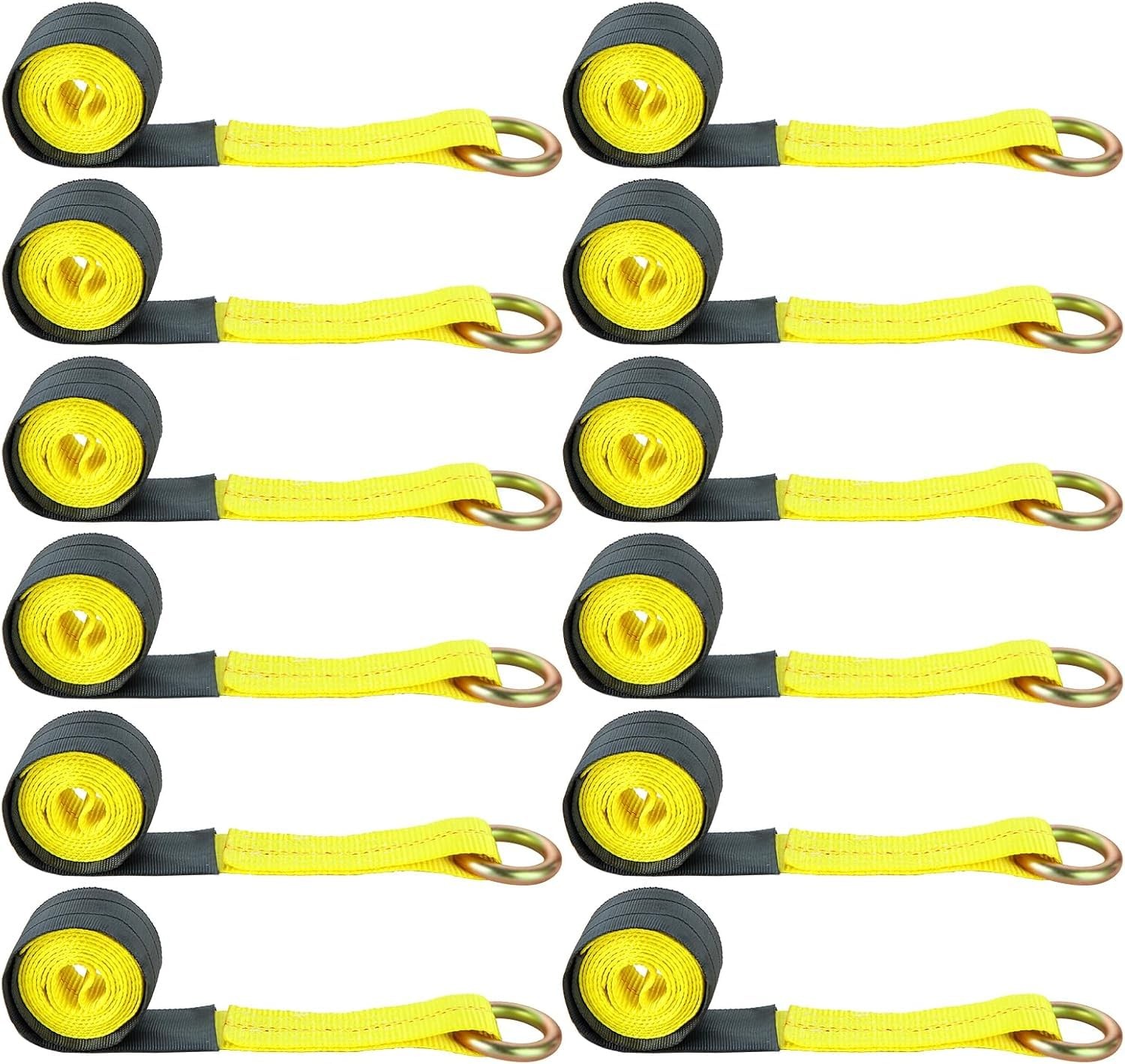 ACXFOND 12Pack 2” x 8 Ft Lasso Wheel Lift Straps Strap x 8’, Yellow