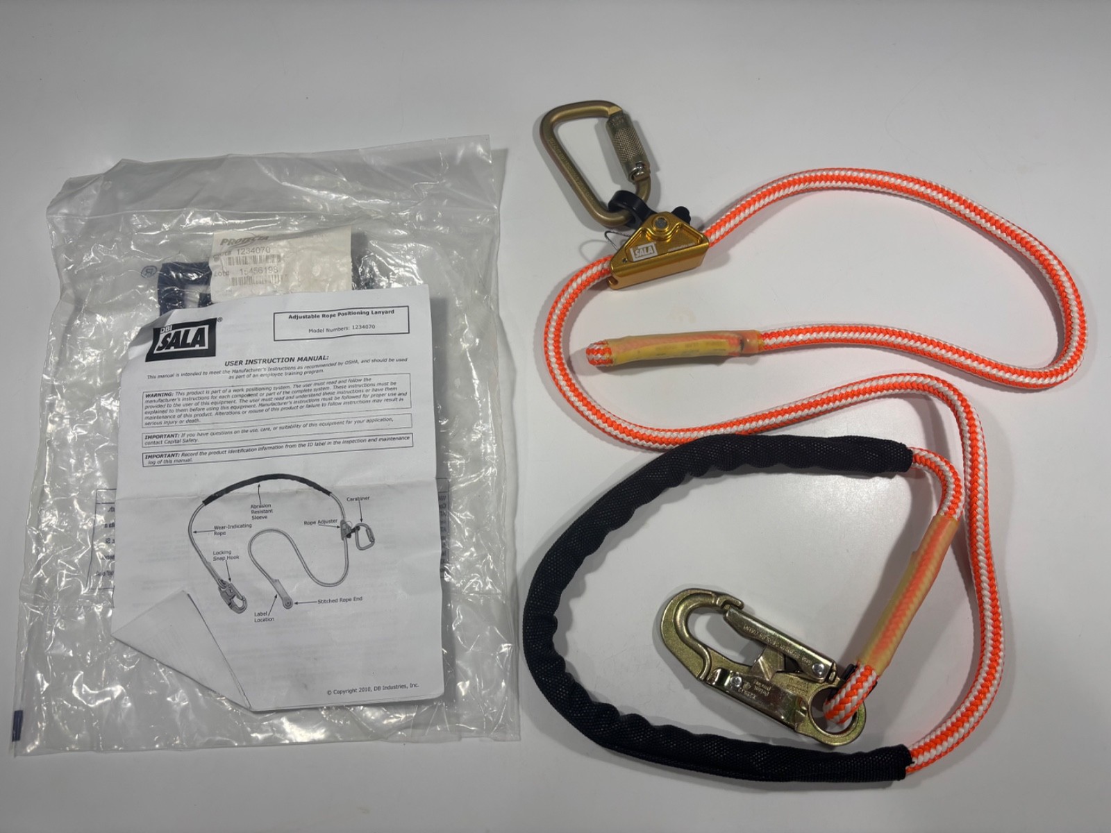 DBI SALA Adjustable 8' Rope Positioning Lanyard Model# 1234070 No sign of use