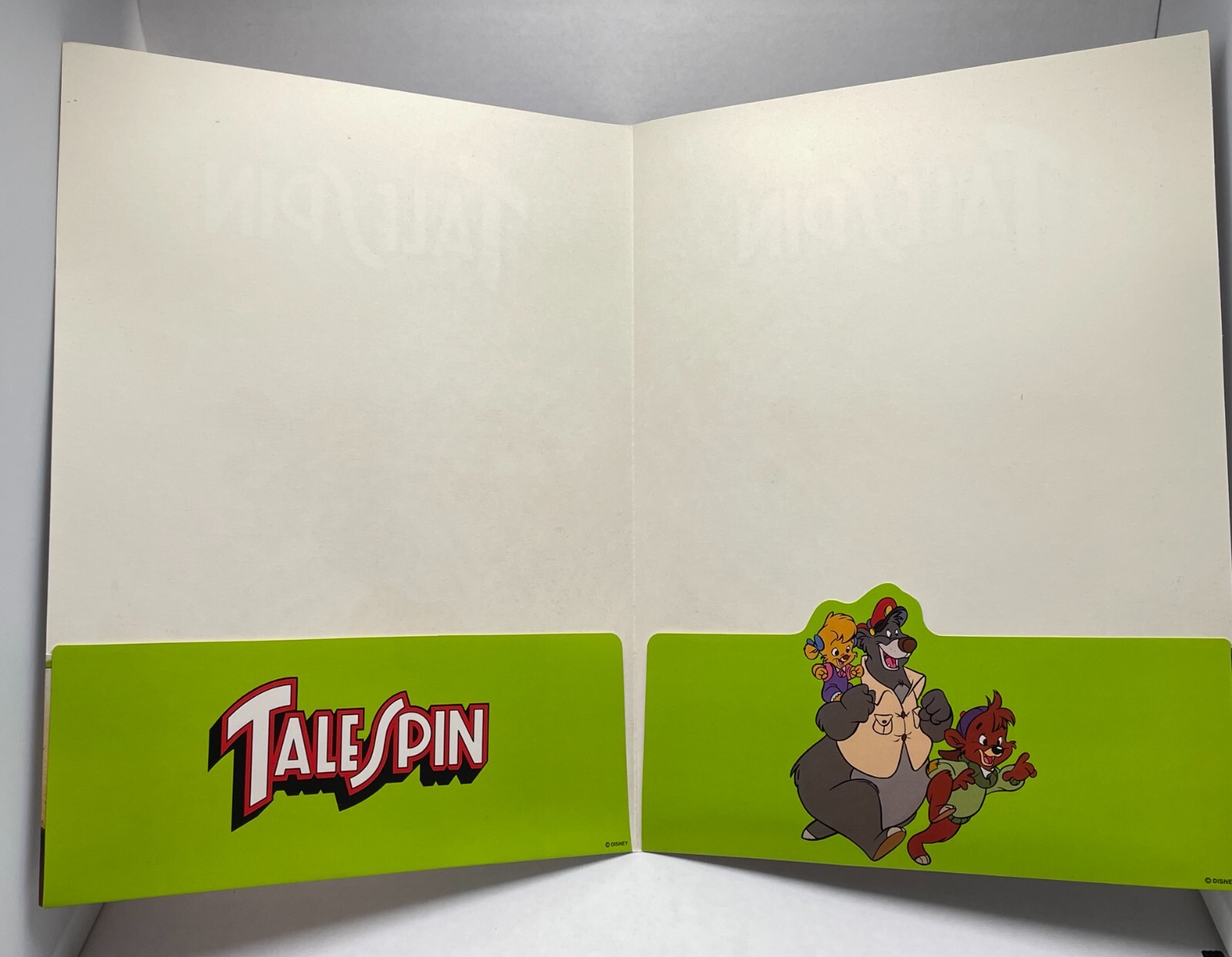 DISNEY Talespin Vintage Two Pocket Folder Document Holder School Work Kelloggs