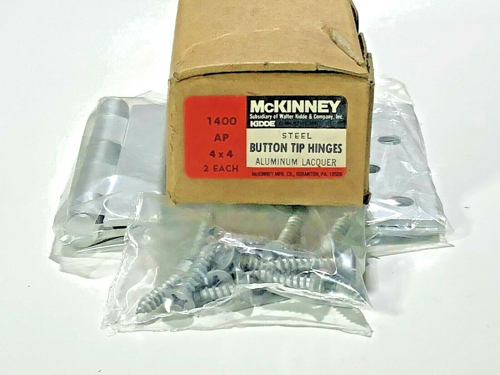 MCKINNEY 1400 ,4" x 4" MORTISE BUTTON TIP DOOR HINGES, AL LACQUER , 2 PER PK