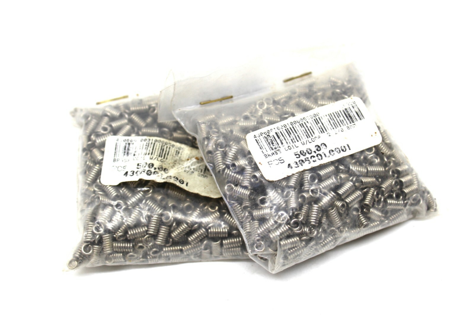 1000 pk 8mm Silver tone Brass Coil Spring Cord End