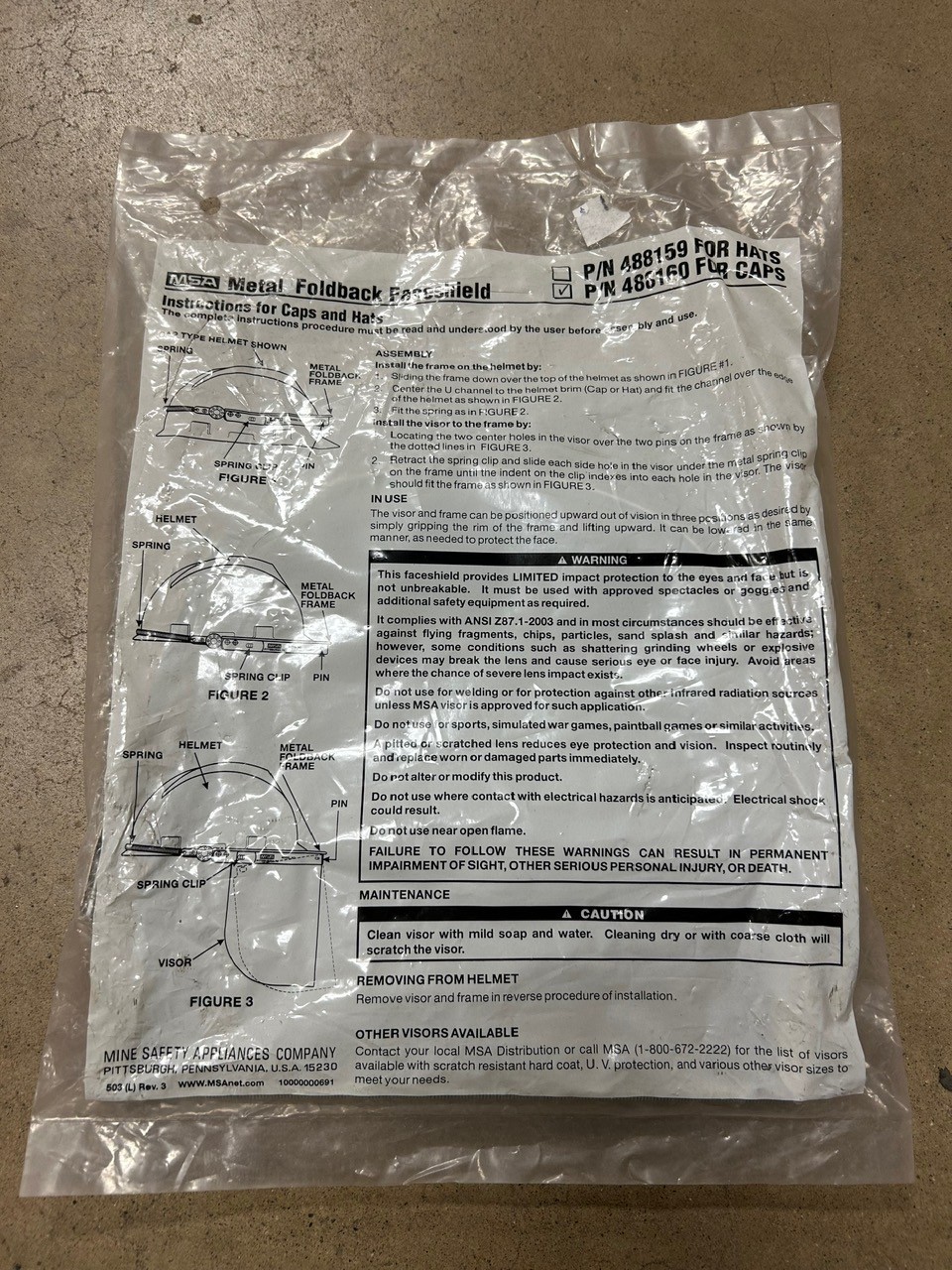 MSA Metal Foldback Face Shield 488160