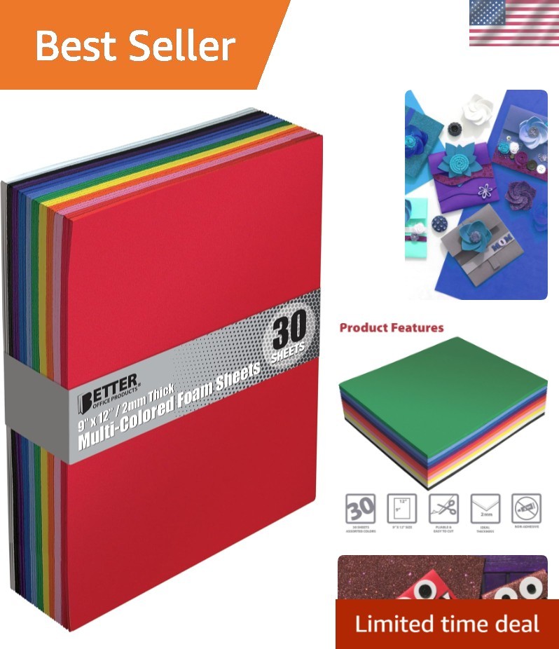 Crafting Essentials: 30 Pack EVA Foam Sheets, 9x12 Inch with 10 Beautiful Colors