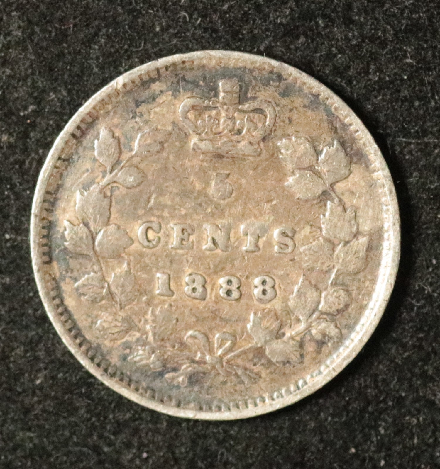 Canada 1888 5 Cents - Silver - Victoria - Repunched 8 - Rare!