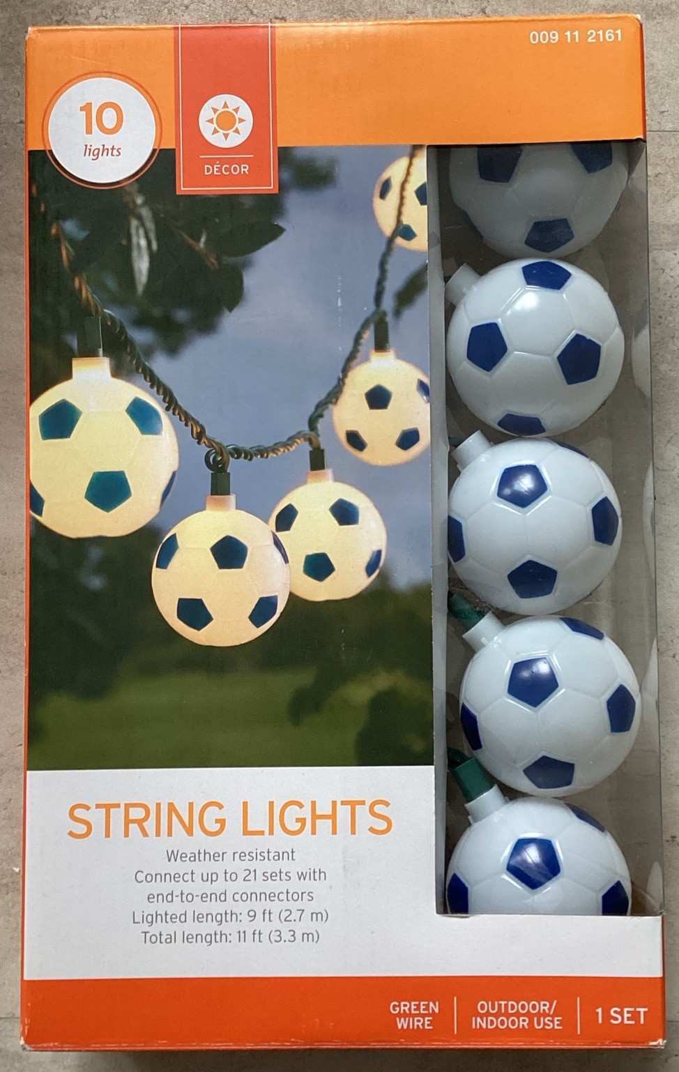 Decor by Target Soccer Ball String Lights 10 Lights 9 ft Green Wire