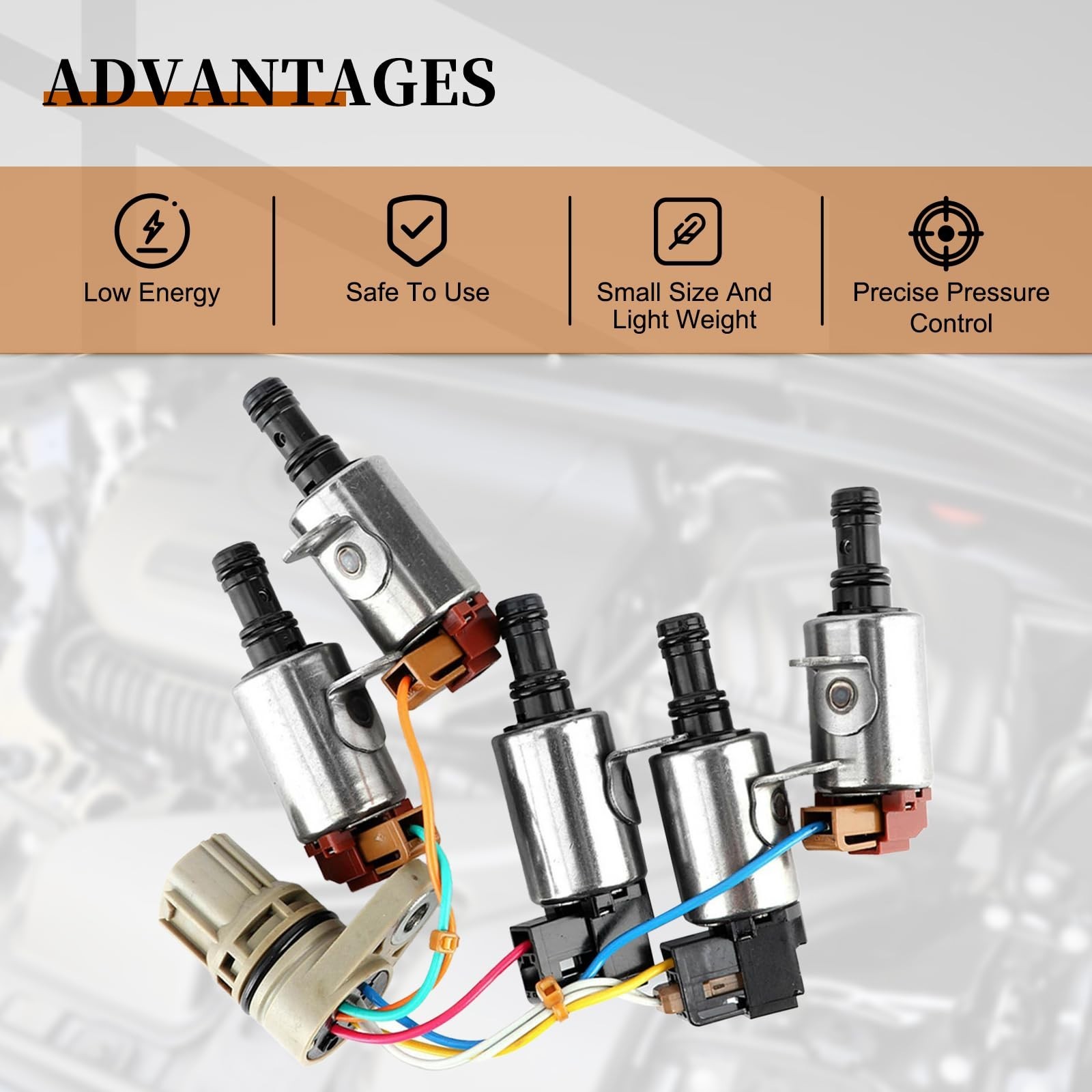 28400-PRP-004 5PCS Transmission Shift Solenoid Valve & Harness Compatible wit...