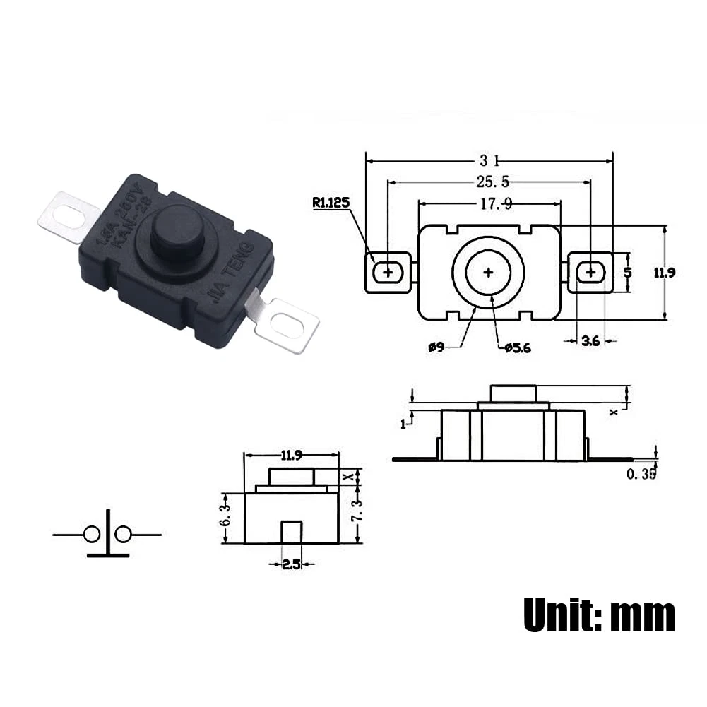 50x Flat Latching Micro ON/OFF Switch 250V 1.5A Self-Lock Push Button Switch US