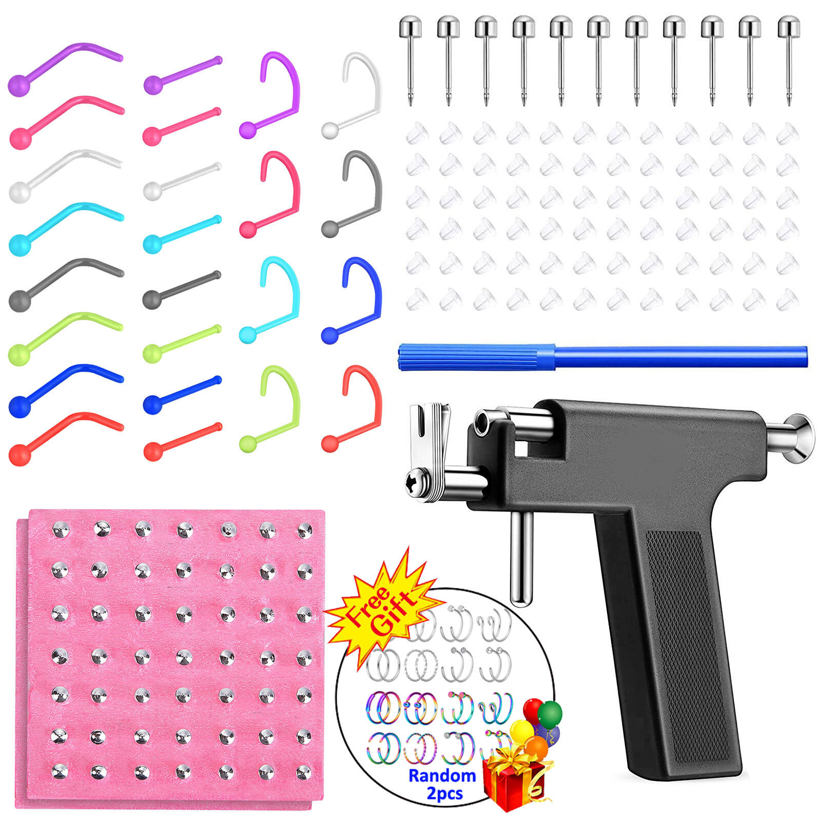 125Pcs Ear Piercing Gun Kit Professional Piercing Tool Ear Nose Stud Earring Set