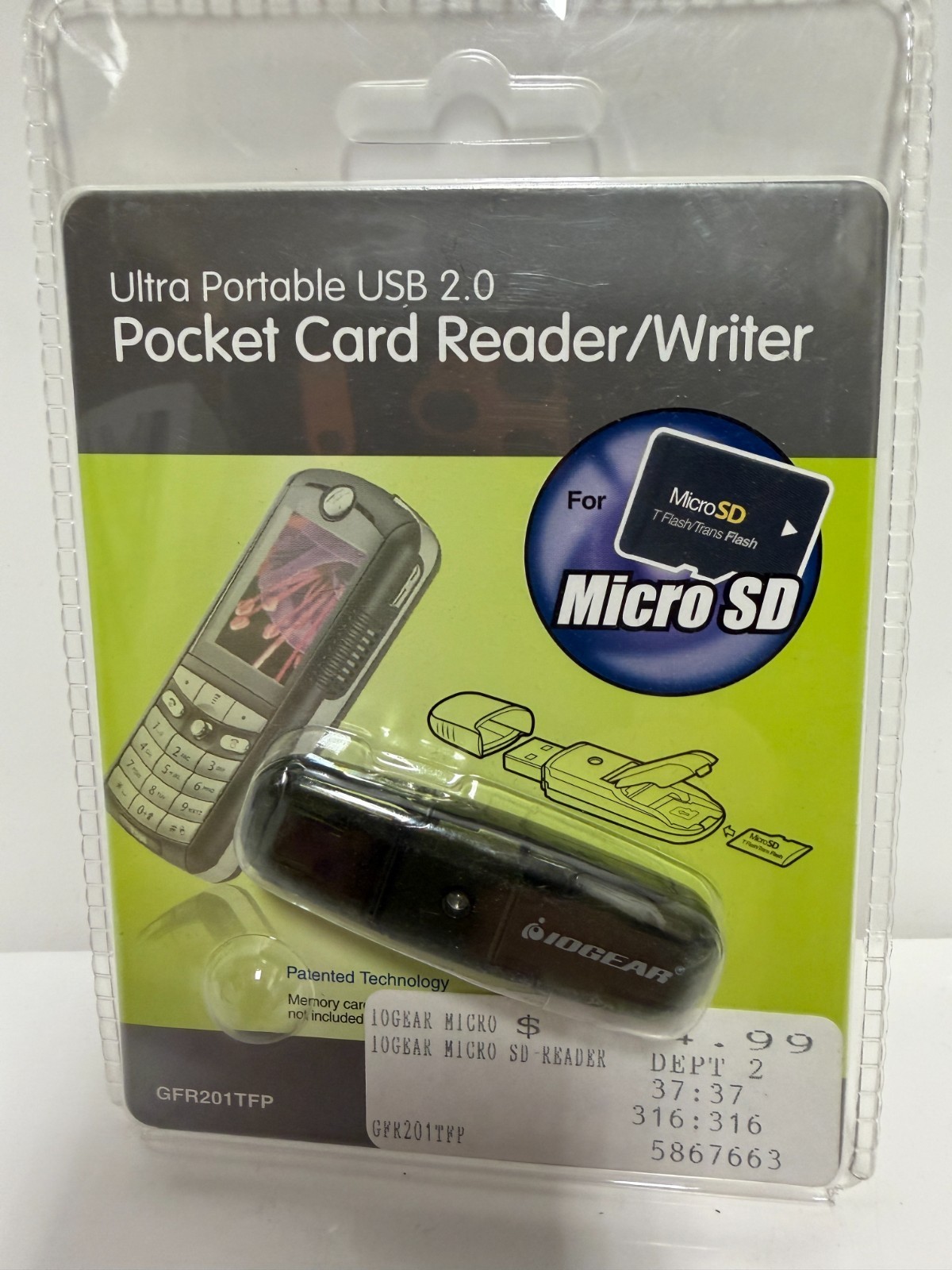 IOGEAR Ultra Portable USB 2.0 Pocket Card Reader Writer GFR201TFP