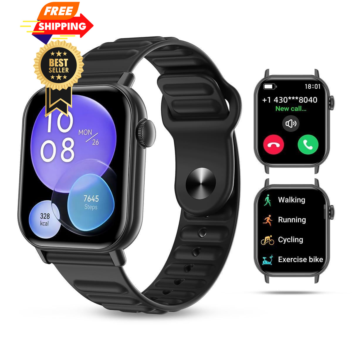 QTLLBT Smart Watch Sports Pedometer, Fitness Tracker One size fits all, Black