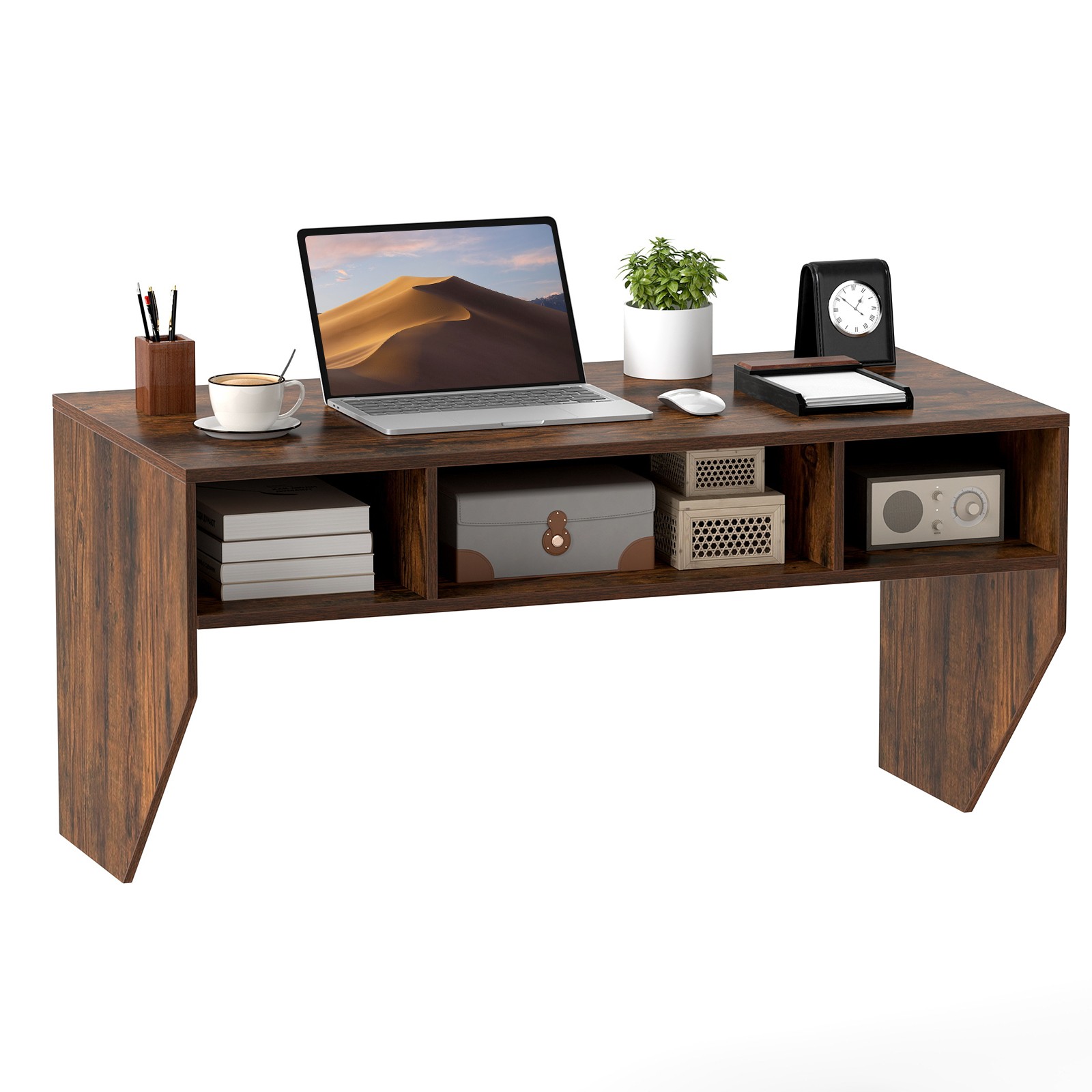 Wall-Mounted Computer Desk Home Office Floating Study Table w/ Spacious Tabletop