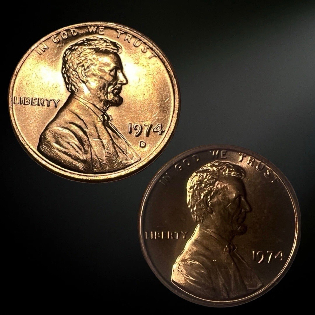 1974 P D Lincoln Memorial Cent BU RED 2 Coin Set Brilliant Uncirculated
