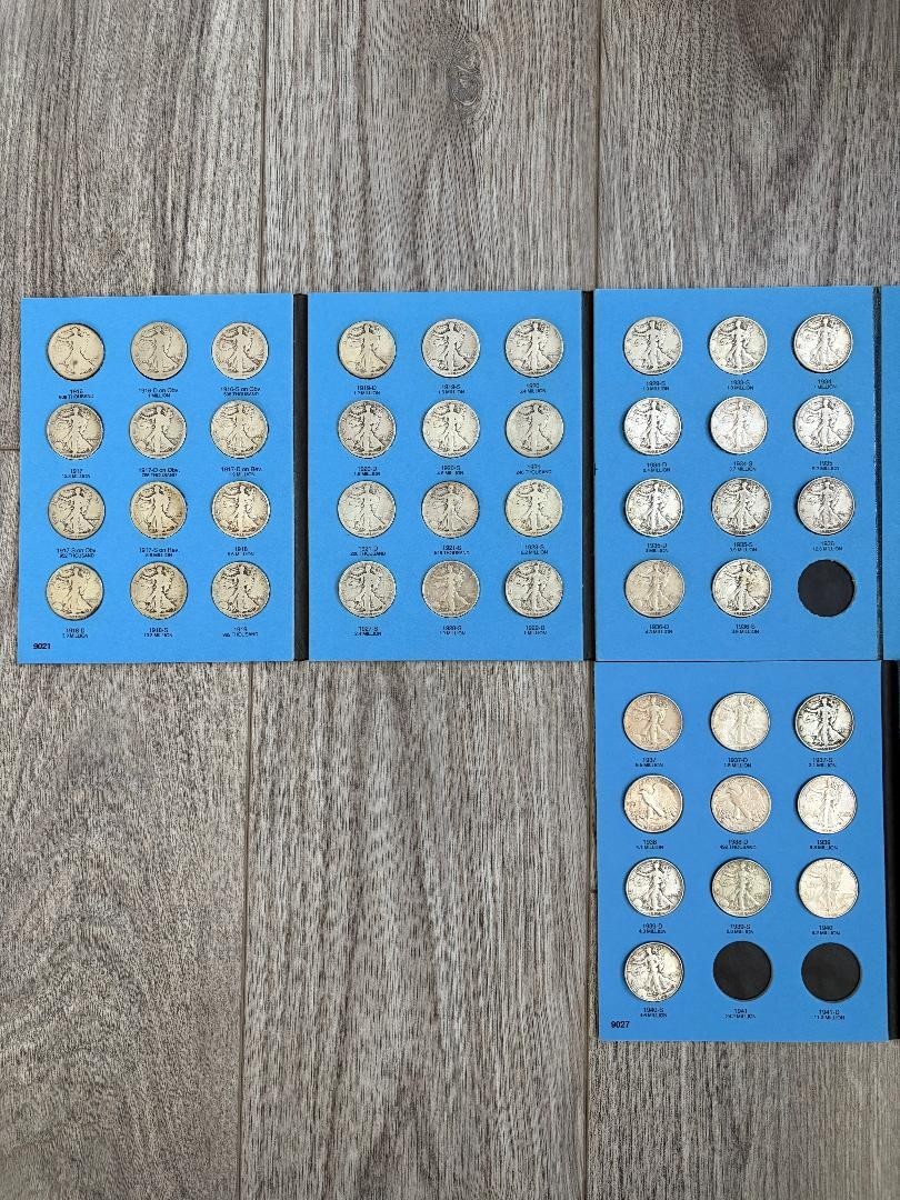 1916-1940 Walking Liberty Half Dollar completed set of 45 coins