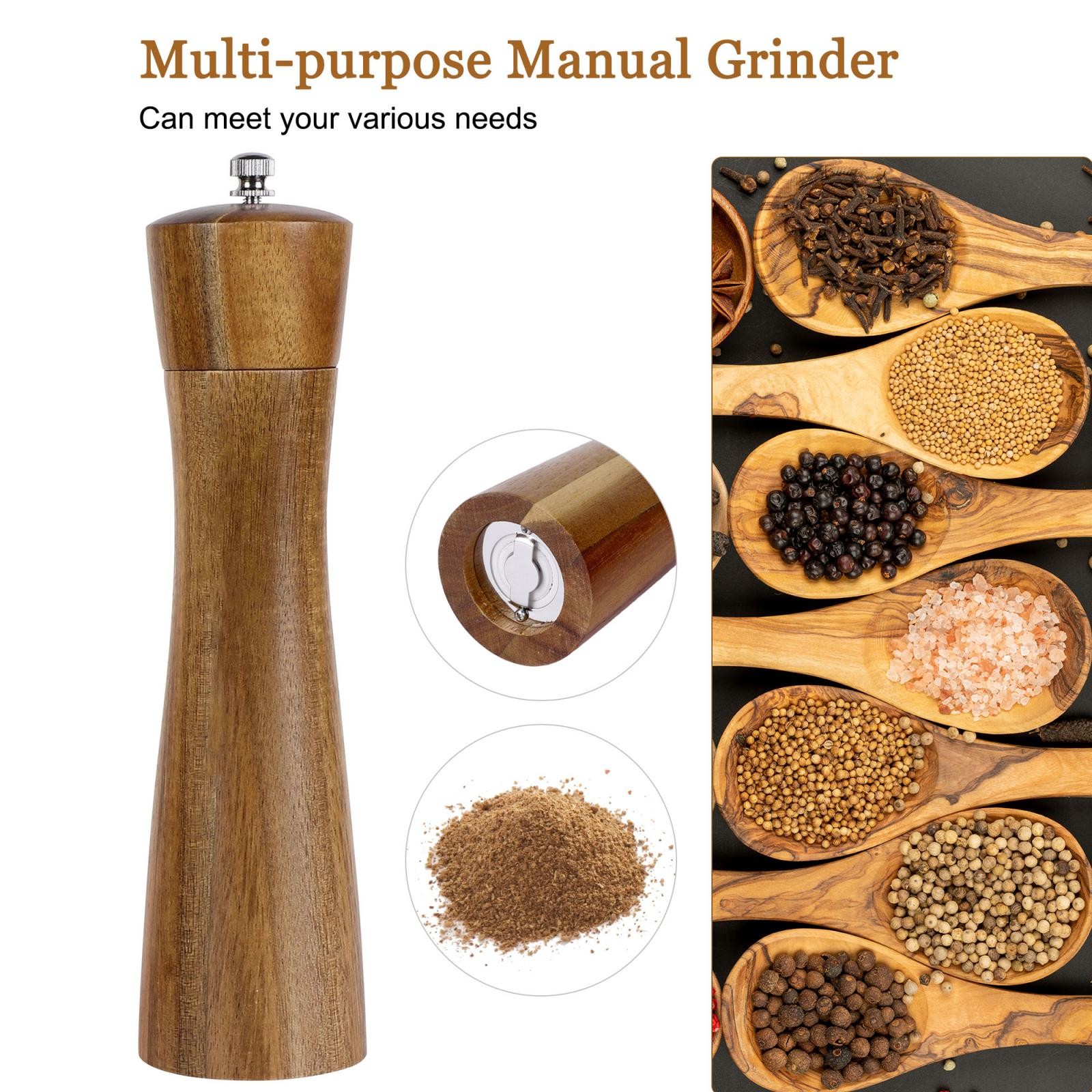Household Kitchen Wooden Salt Spice Mill Grinder Shaker Wood Color 8 Inch
