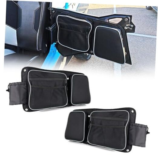 Rear Door Bags for RZR, Waterproof Zipper Side Door Storage Bags with Knee Pad