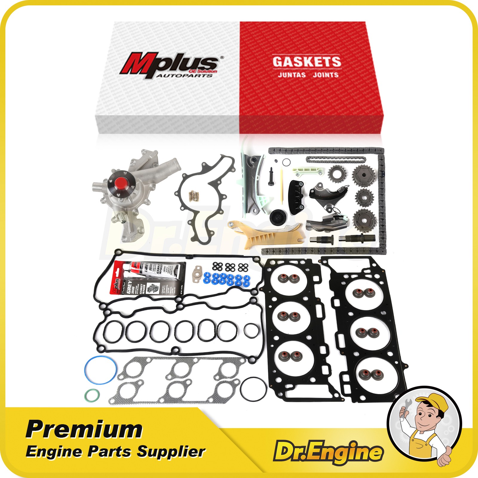 Head Gasket Set Timing Chain Kit Water Pump for 05-10 Ford Mustang V6 4.0L