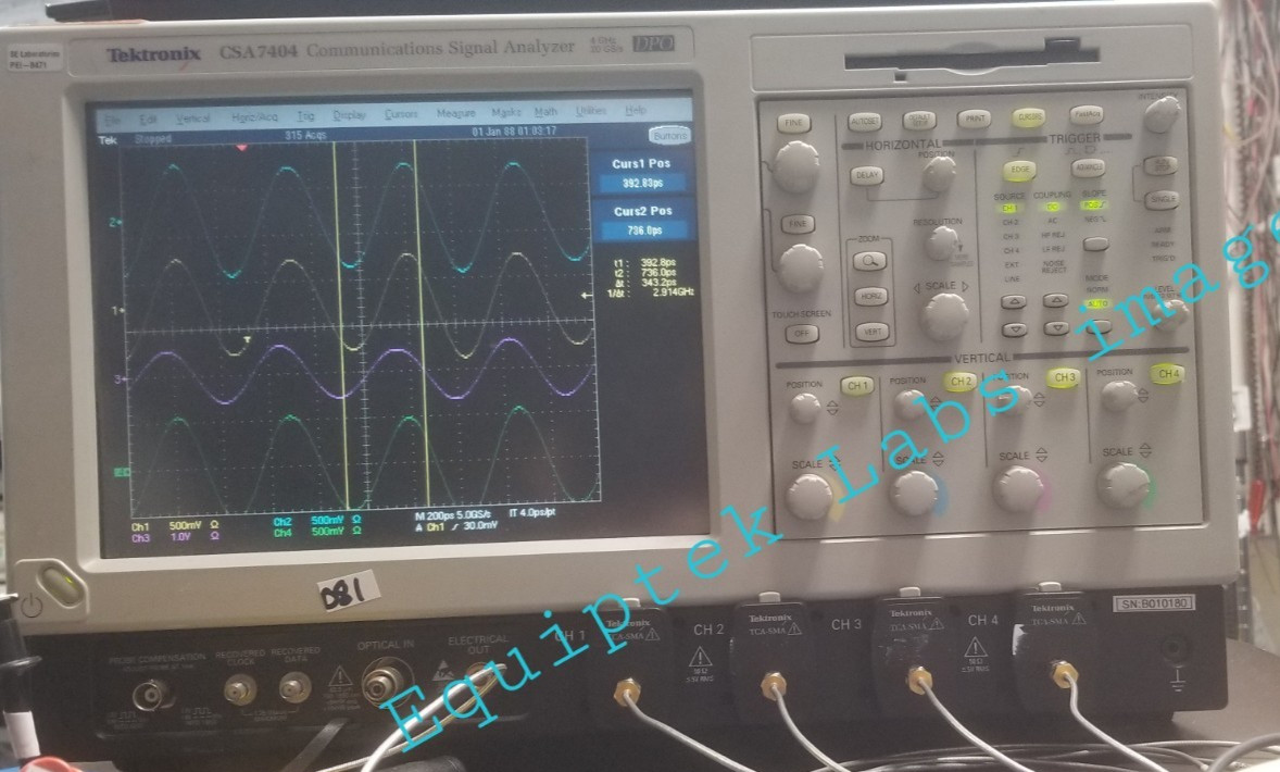 Tektronix CSA7404 4 GHz 20 GSa/s DSO TESTED w/ ADAPTERS Jitter analysis & memory
