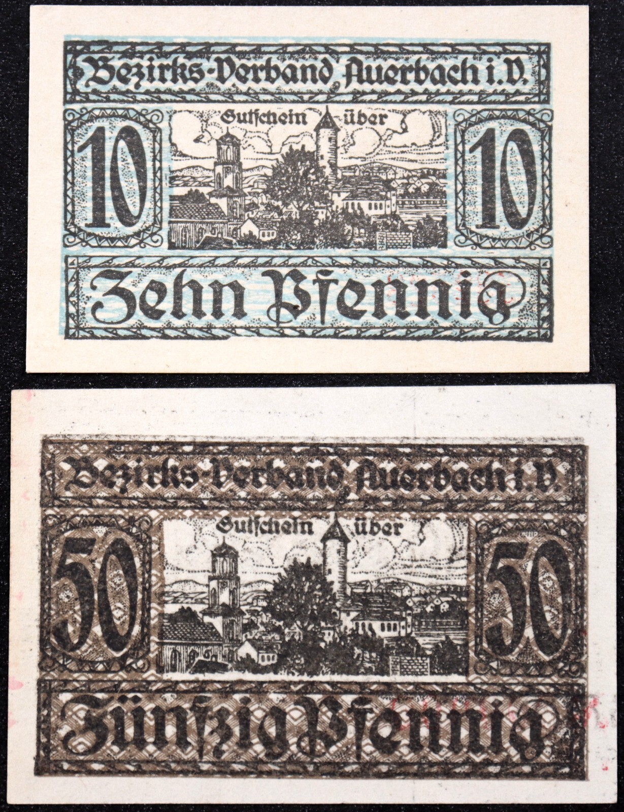 AUERBACH exp. 1919 Complete Set small German Notgeld