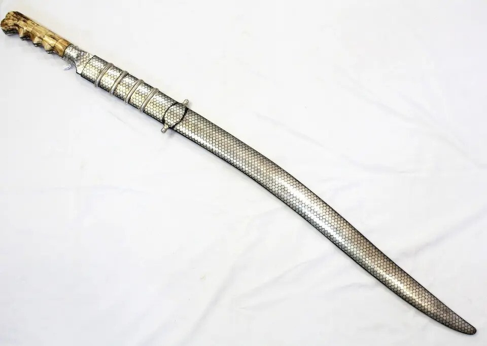 Salafa Sword Dagger Knife Silver Koftgiri Damascus Blade Handle D976