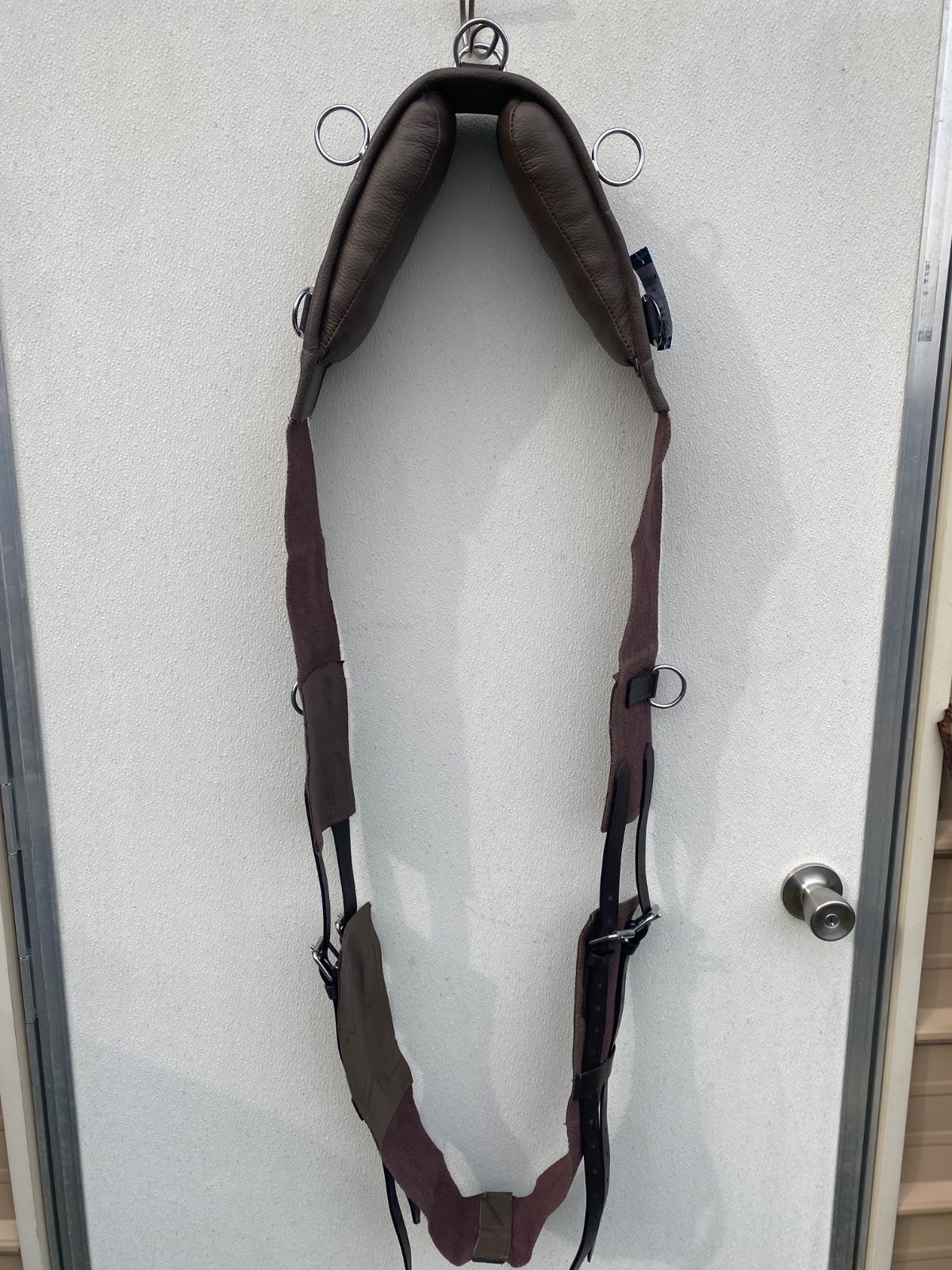 Draft horse size lunging/training surcingle cotton web w/leather