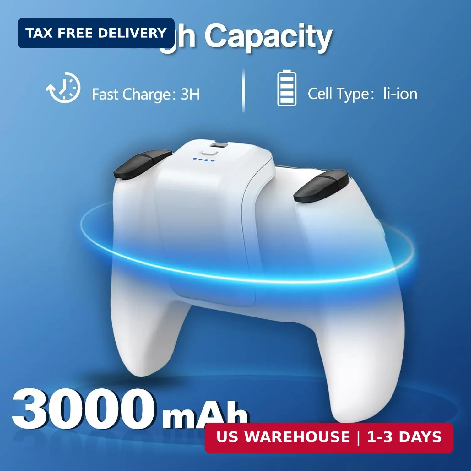 PS5 Controller External Battery Pack, 3000mAh Rechargeable Battery for Sony Play