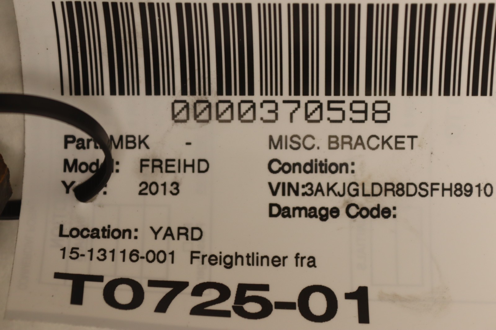 2008-2017 FREIGHTLINER CASCADIA 125 FRAME CROSSMEMBER BRACKET SUPPORT OEM