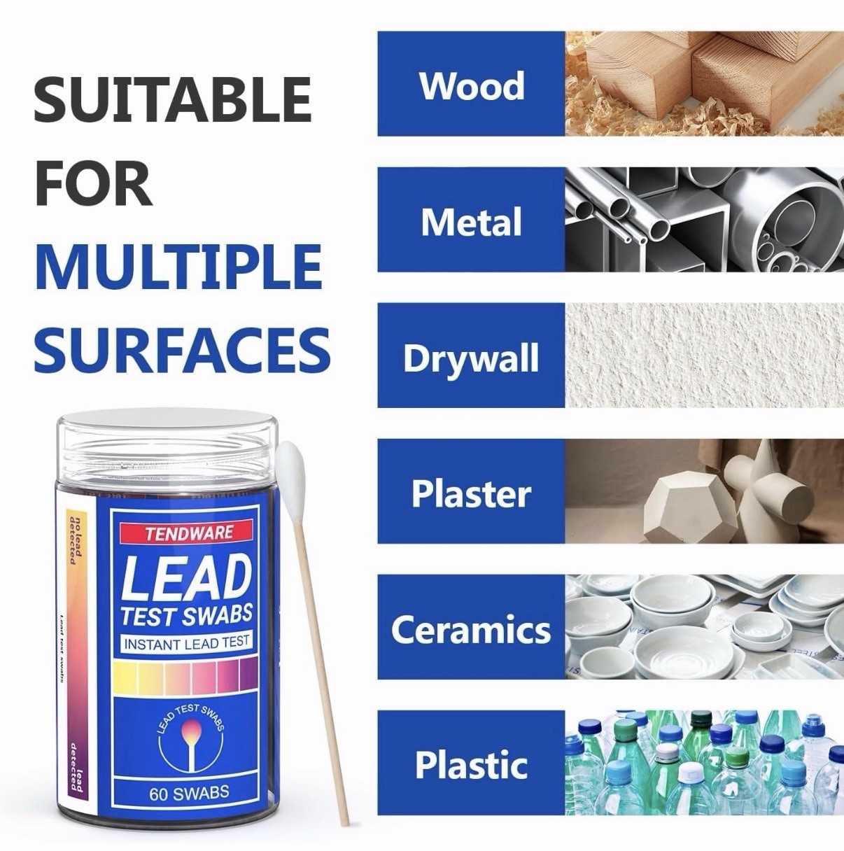 Lead Paint Test Kit: 60 Swabs Accurately Formulated Lead Test Kit Testing for...