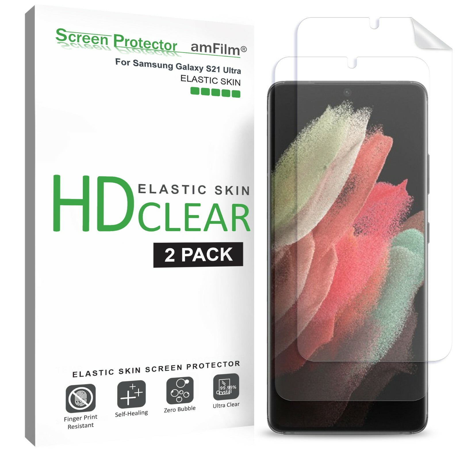 amFilm (2 Pack) TPU Film Screen Protector for Samsung Galaxy S21 Ultra (6.8")