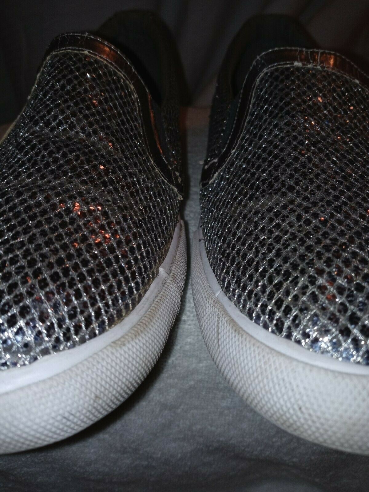 IMAN silver Glitter Sparkle Loafer Shoe 8.5
