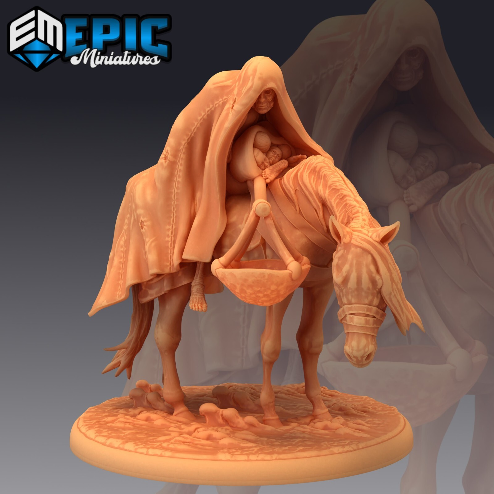 Horsman of Famine 3D Print D&D Tabletop Gaming Figures - Epic Miniatures