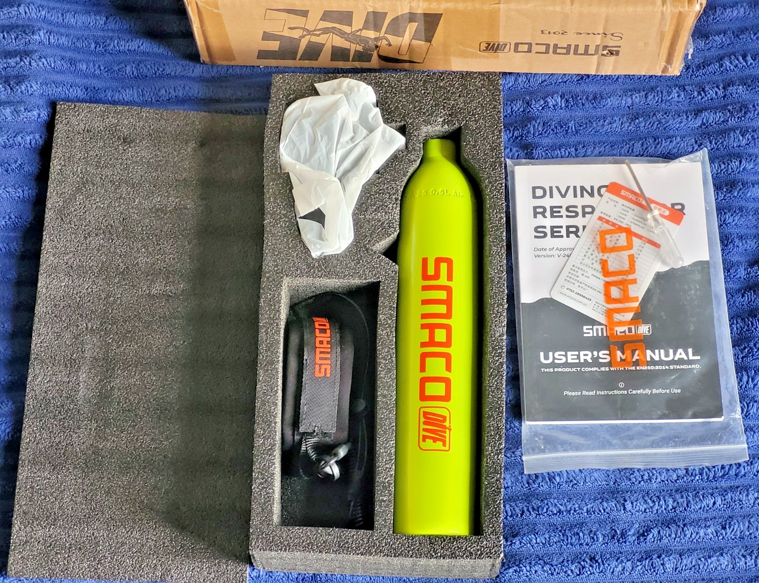 SMACO S300 Mini Scuba Tank 0.5L Portable Diving Cylinder 10 Min Dive Time - NIB
