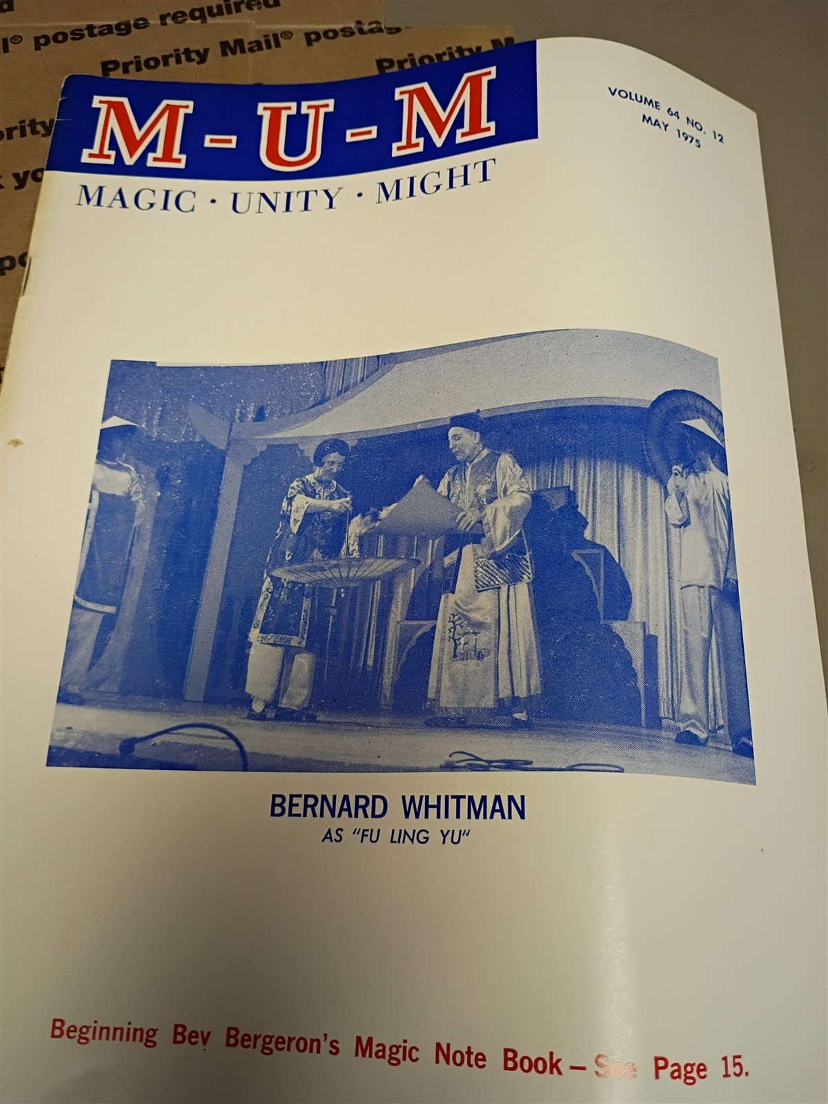 Bernard Whitman MUM Society of American Magicians Magazine Issue May 1975 #13