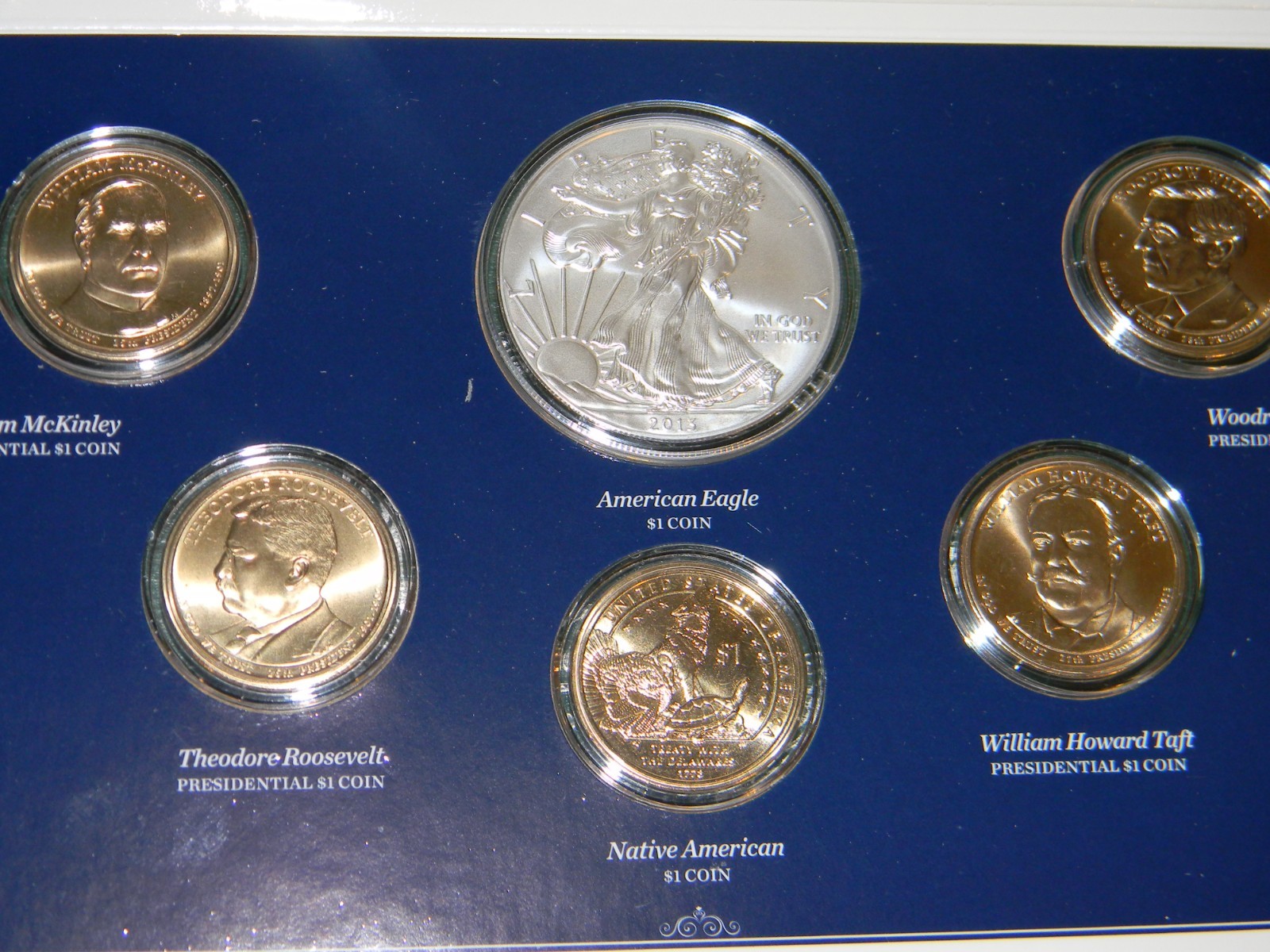 2013 U.S. Mint Annual UNC Dollar Coin Set COA w/ American .999%  Silver Eagle