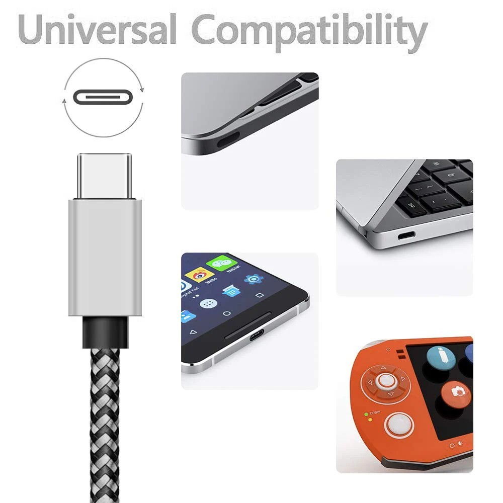 3Pack Braided USB C Type-C Fast Charging Data SYNC Charger Cable Cord 6FT