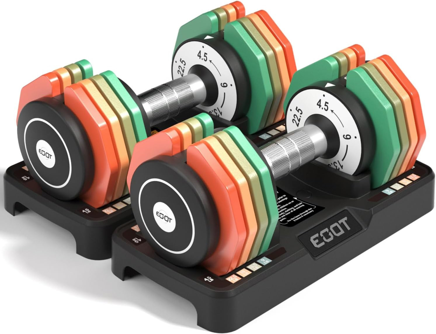 5 In 1 Free Adjustable Dumbbell Set W/ Anti-Slip Handle & Rainbow Weight Plates