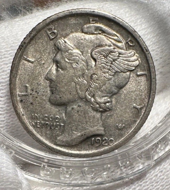 1920 Mercury Dime AU About Uncirculated