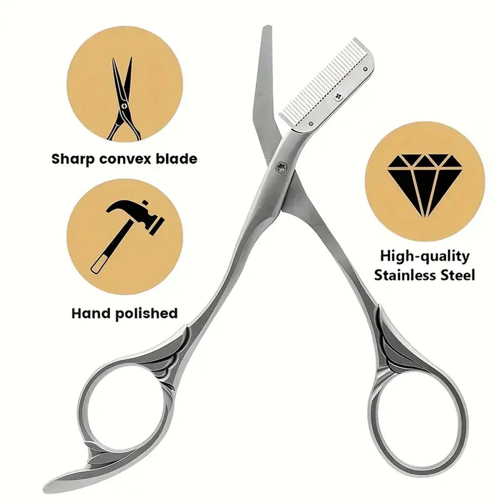Stainless Steel Eyebrow Scissors with Comb - Precision Brows Grooming Tool