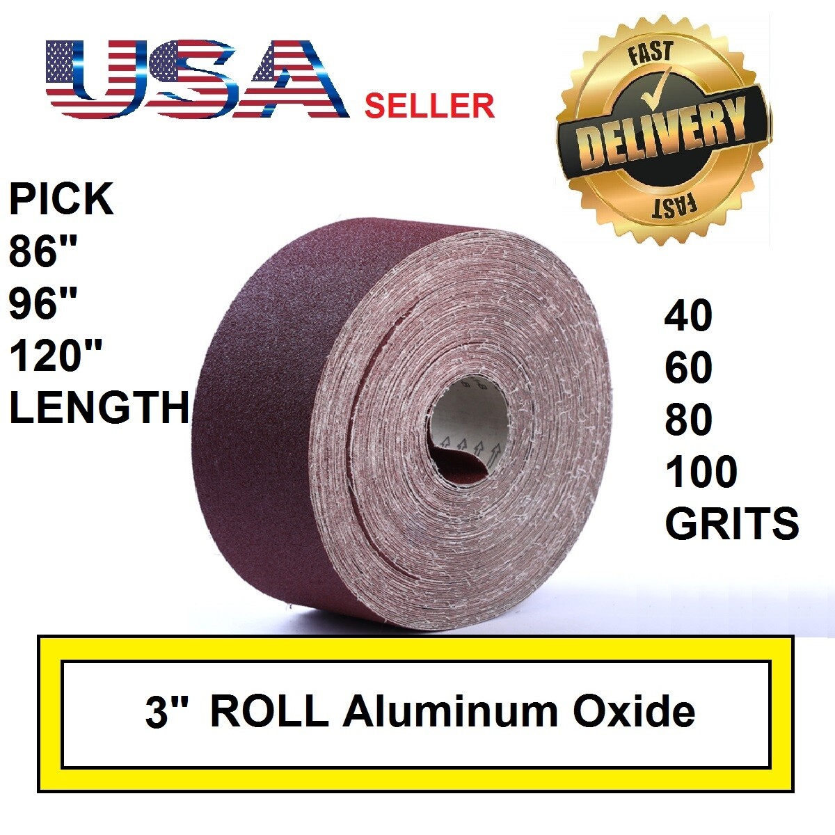 3"  Cloth Roll 40 60 80 100 Grit Sandpaper for Performax or Grizzly drum sander